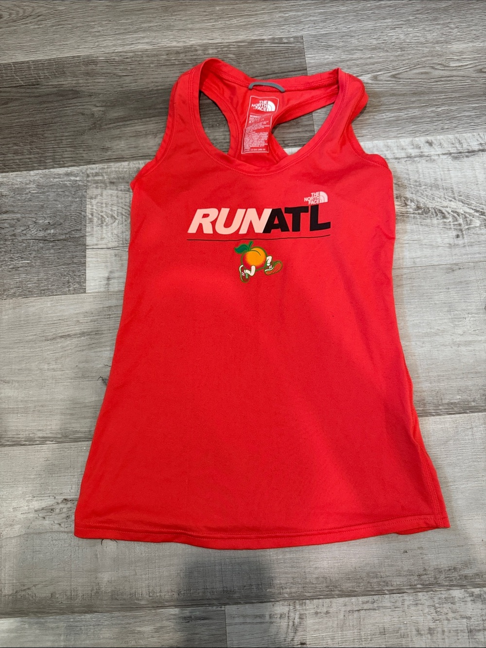 The North Face Red RUNATL Racerback Tank with Peach Graphic